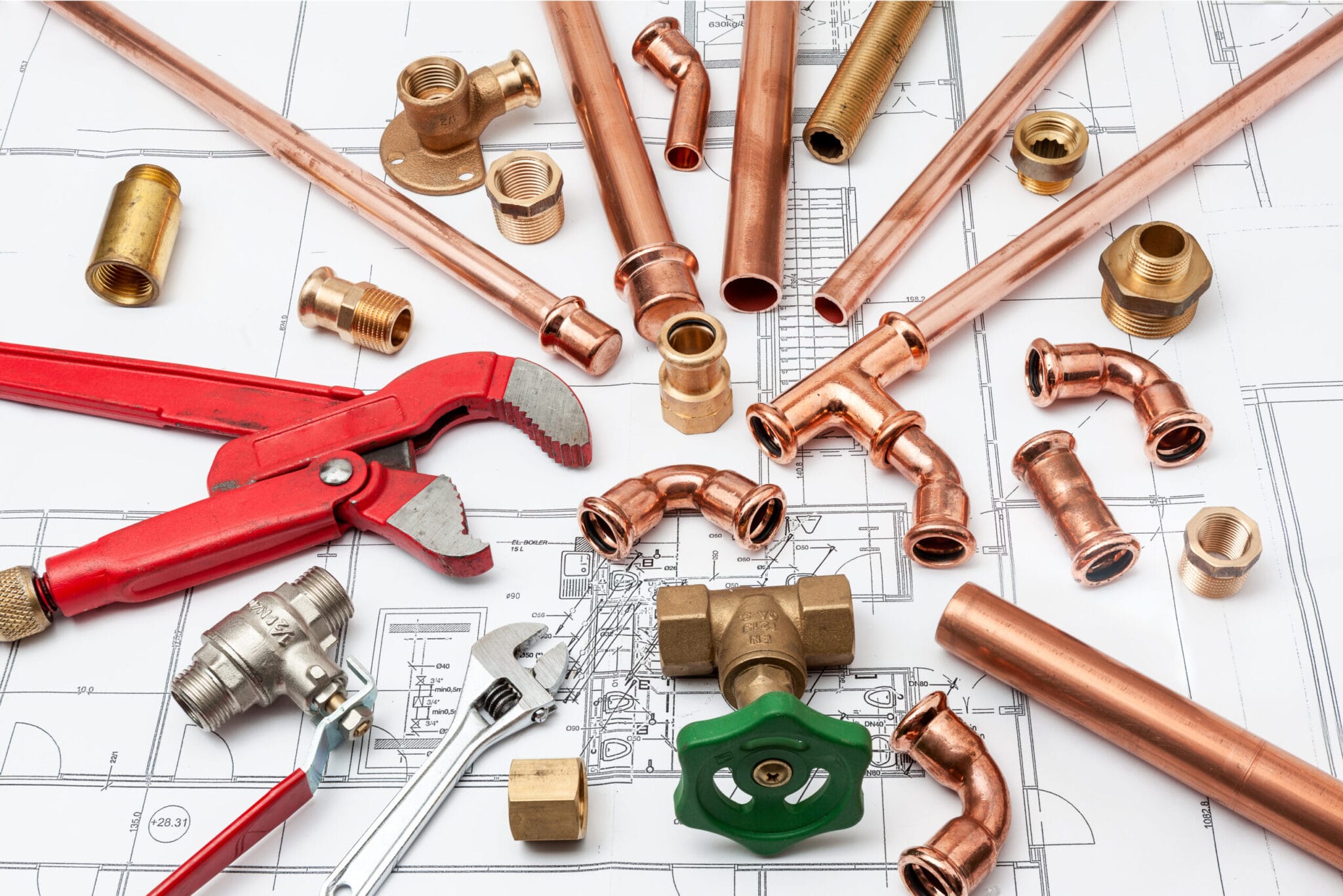 Copper pipe fittings and plumbing parts for Atlanta, Georgia repairs